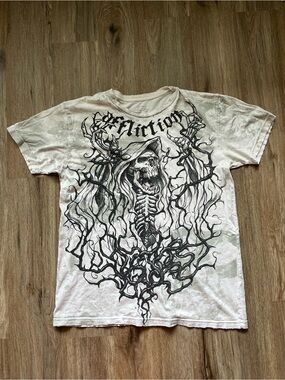 2000s Affliction x Misfits "Reaper" graphic t-shirt in white wit distressed look